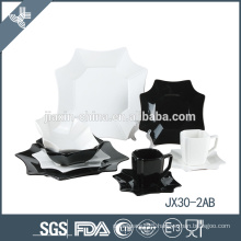 30pcs Wholesale cheap black and white porcelain dinnerware